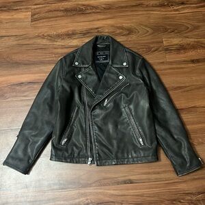 Abercrombie & Fitch Washed Brown Cropped Biker Jacket
